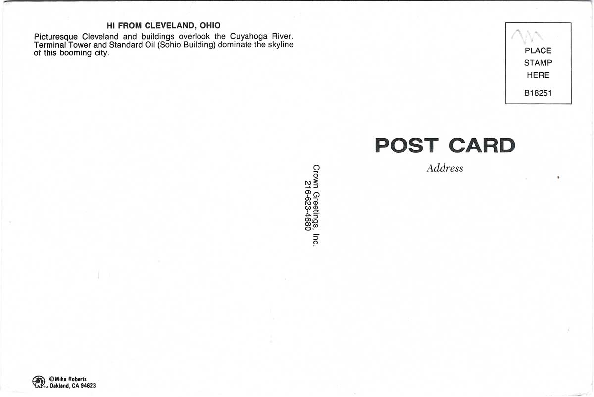 Hi from Cleveland Ohio (ca 1980s), back