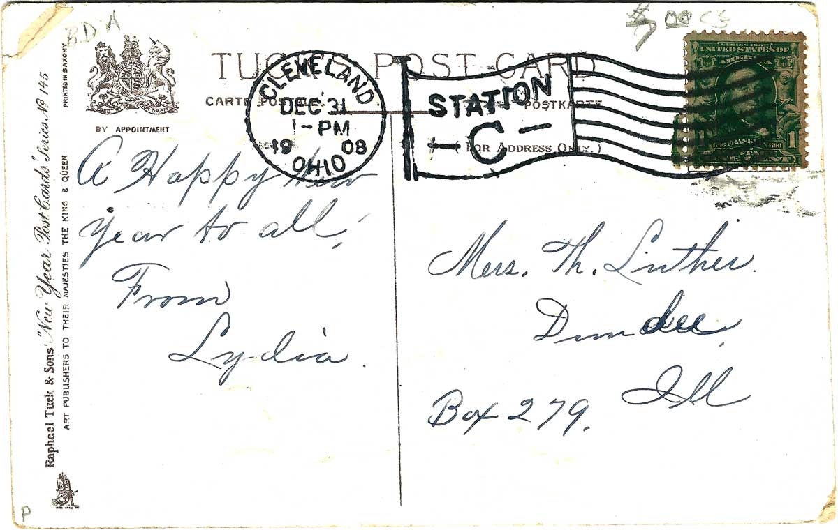 Wishing You a Happy New Year (ca 1908), back