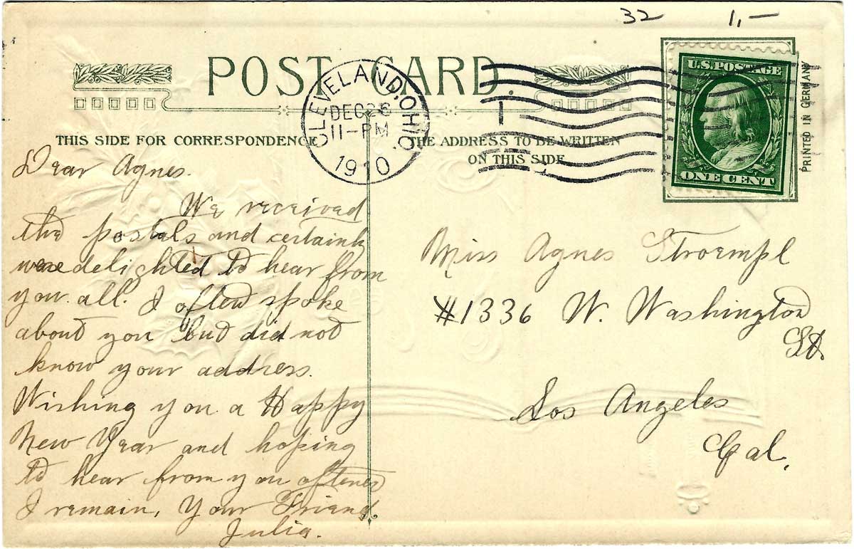 To Wish You a Happy New Year (ca 1908), back