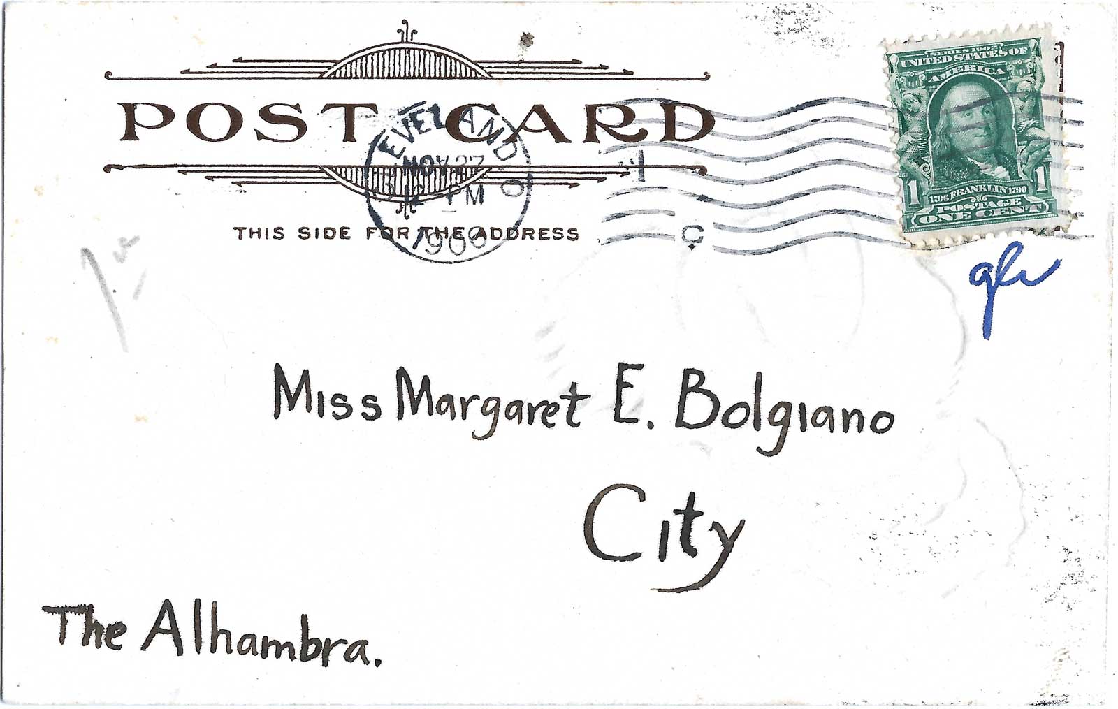 Thanksgiving Greeting (1906), back