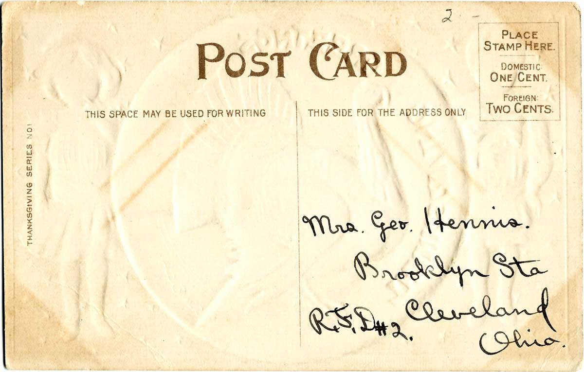 Thanksgiving Greetings (1908), back